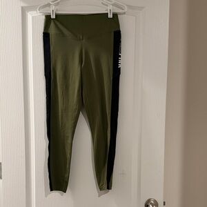 PINK Victoria's Secret Olive and Black Leggings With Side Pockets